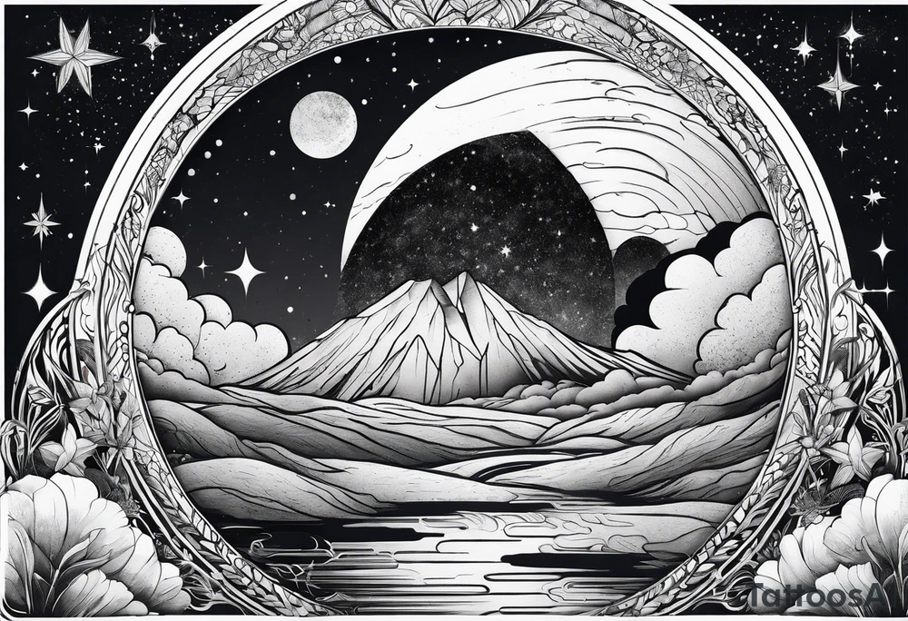 straight line, space, nature tattoo idea