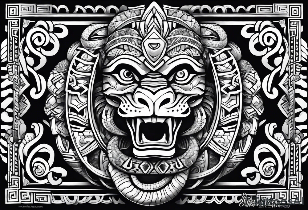 aztec snake sleeve tattoo idea
