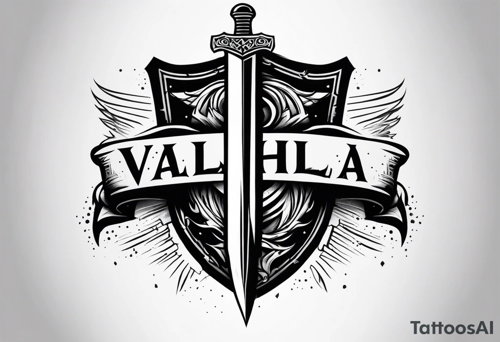 Valhalla sword shield lightning tattoo idea