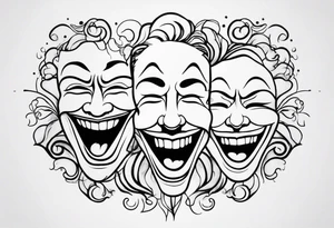 laugh now cry later faces with smoke tattoo idea