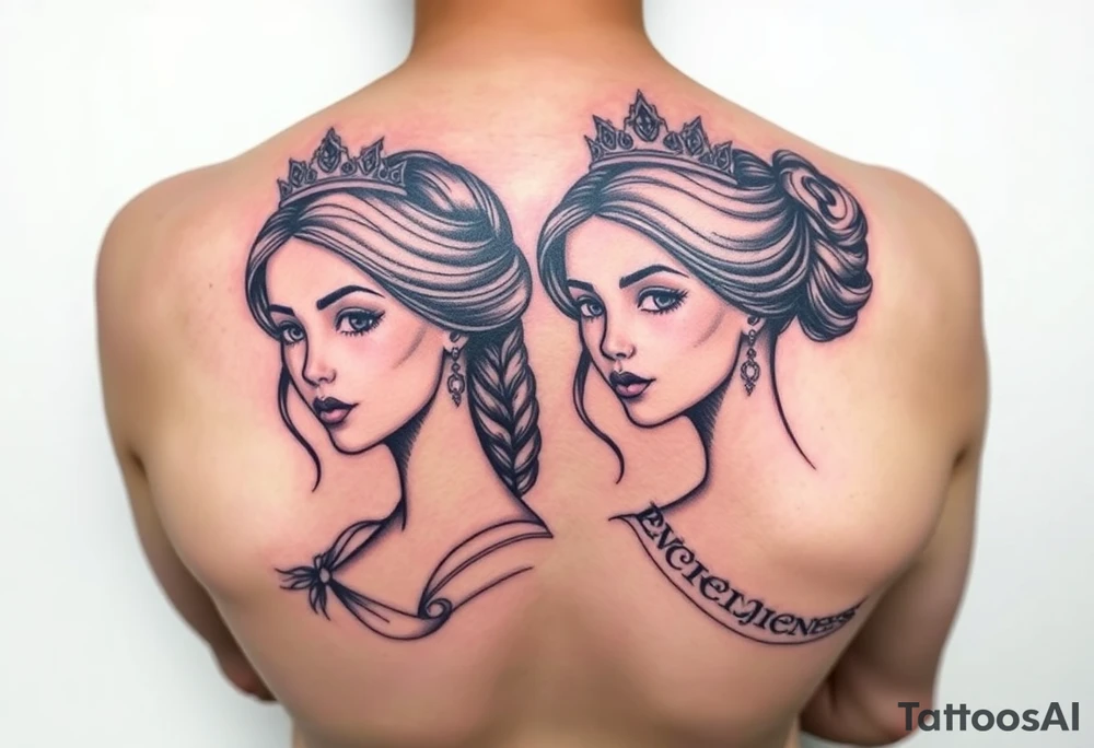 Two daughters as princesses tattoo idea