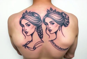 Two daughters as princesses tattoo idea