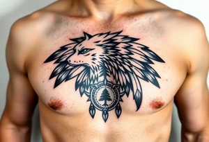 Native American tribal symbol ( wolf, eagle, bear, tree, etc ) with a Caudle emblem or crest tattoo idea