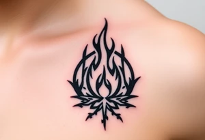 a flame imprisoned in a roots circle tattoo idea