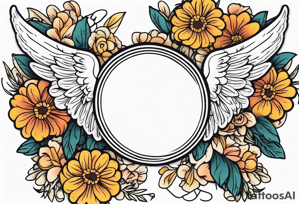 angel wings
old school vintage simple traditional design surrounded by vintage flowers


bold color simple tattoo idea