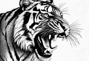 Realistic tiger roaring tattoo idea