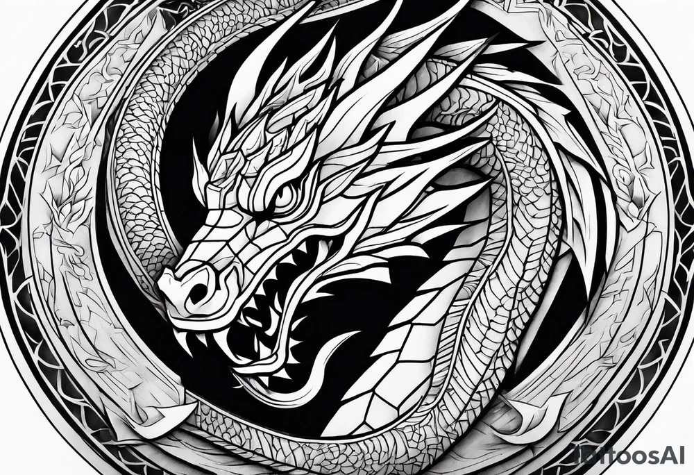 Dragon made out of paper tattoo idea