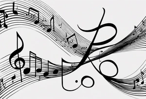 Simple minimalist tattoo in the style of line art depicting musical notes in the letters “l” and “r” tattoo idea