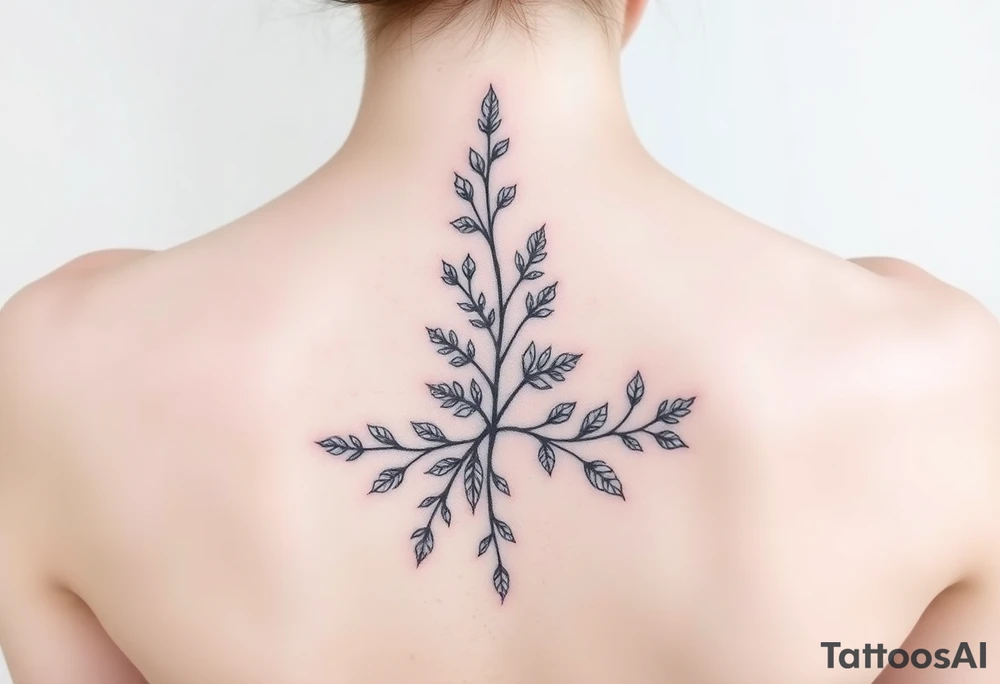 Evergreen down spine tattoo idea