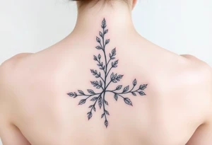 Evergreen down spine tattoo idea