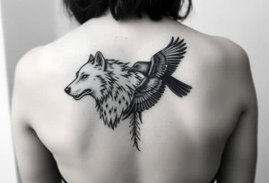 Wolf and raven tattoo idea