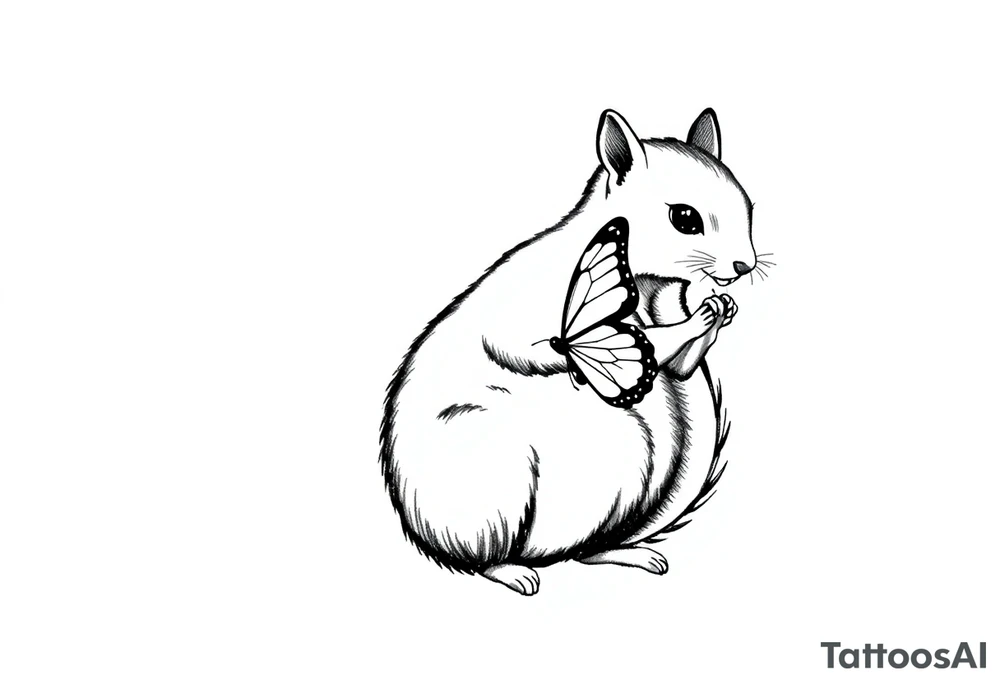 Squirrel holding butterfly tattoo idea