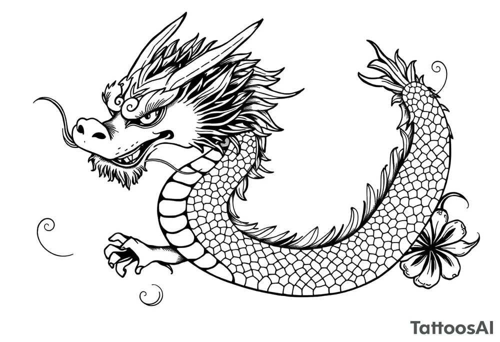 Beautiful asian dragon with a soft face tattoo idea
