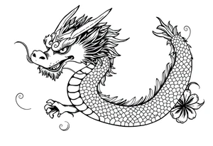 Beautiful asian dragon with a soft face tattoo idea