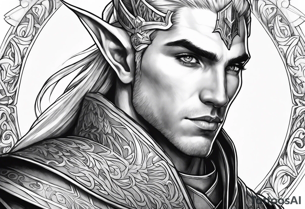 human-elf, male, paladin tattoo idea