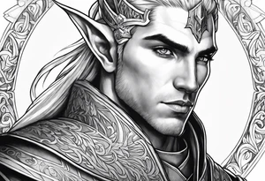 human-elf, male, paladin tattoo idea