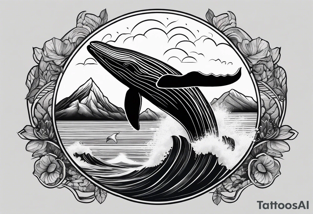 breaching humpback whale with a mountain scene behind it tattoo idea breaching humpback whale with a mountain scene behind it tattoo idea
