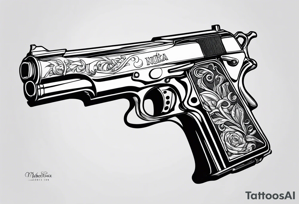 Nuka Cola gun simple tattoo idea