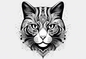 cat, abstract, geometric, lines, halftone, splatter, cat paw tattoo idea