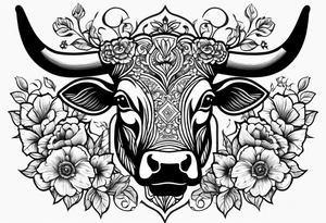 floral steer head with “well the devil can scrap but the lord has won” under it in cursive tattoo idea
