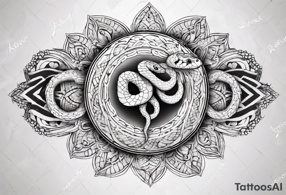 Snake with mandala pattern as skin tattoo idea