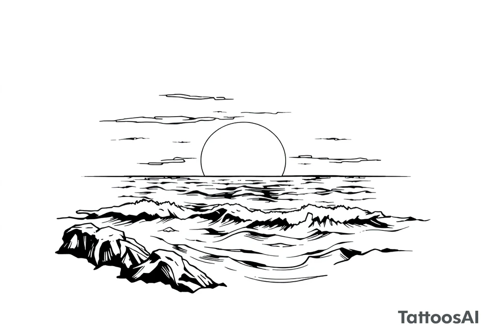 Sunset with ocean tattoo idea