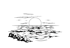 Sunset with ocean tattoo idea