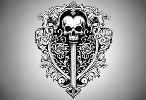 heart shaped skeleton key that looks antique made of metal. the year 2016 one the key. with antique scrolling and ornate details. this tattoo will go in the groin area or bikini line tattoo idea