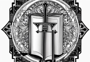 The symbol of Matthias a open Bible and a battle Axe tattoo idea