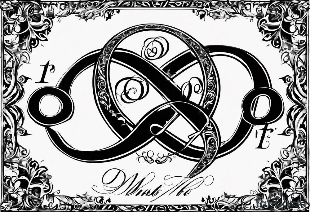 An infinity symbol with Proverbs 10:22 centered underneath. I’d like the initials DBM and MDM inside the infinity symbol tattoo idea