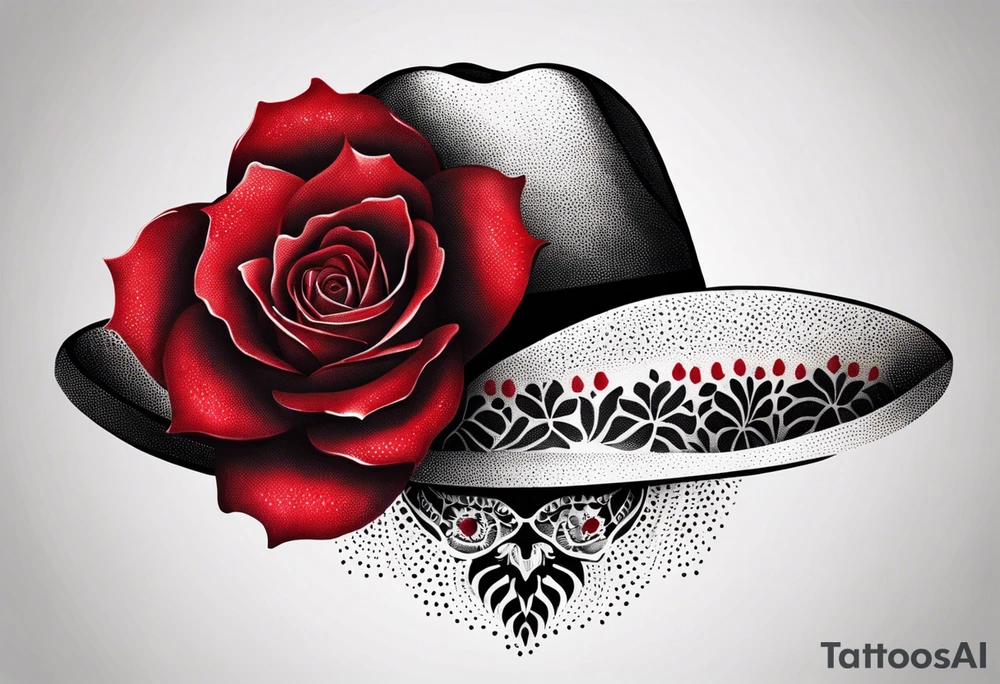 Mexican hat
red rose
day of dead
cactus tattoo idea