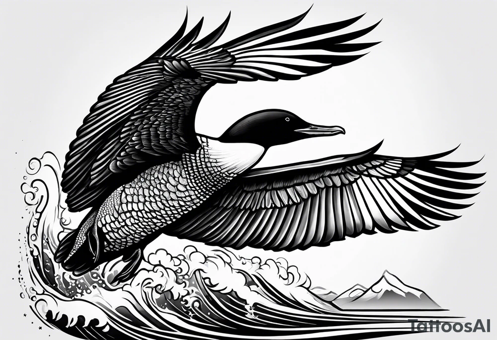 loon flying tattoo idea