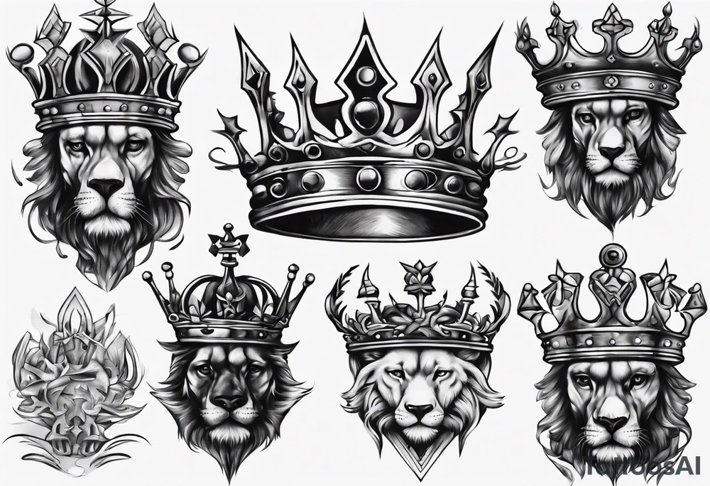 detailed kings crown tattoo idea