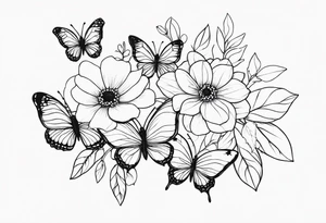 Pretty ,feminine flowers delicate small butterflys tattoo idea