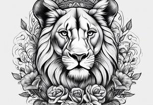 Lioness on her hind legs
 protecting her two cubs tattoo idea