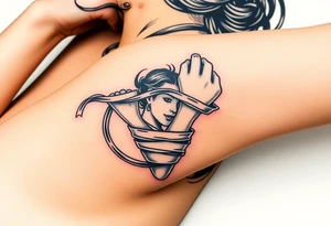Naked woman tied up with hands behind her back and her mouth gagged tattoo idea