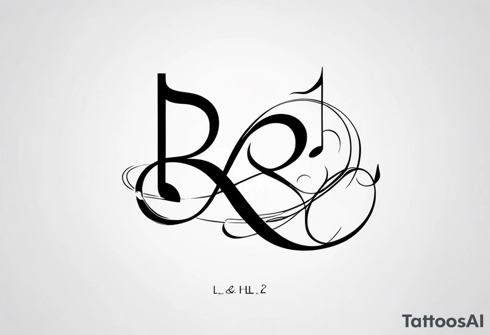 Musical notes incorporating the letters R and L tattoo idea
