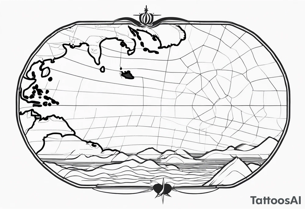 Outline map of the Eastern Caribbean islands tattoo idea