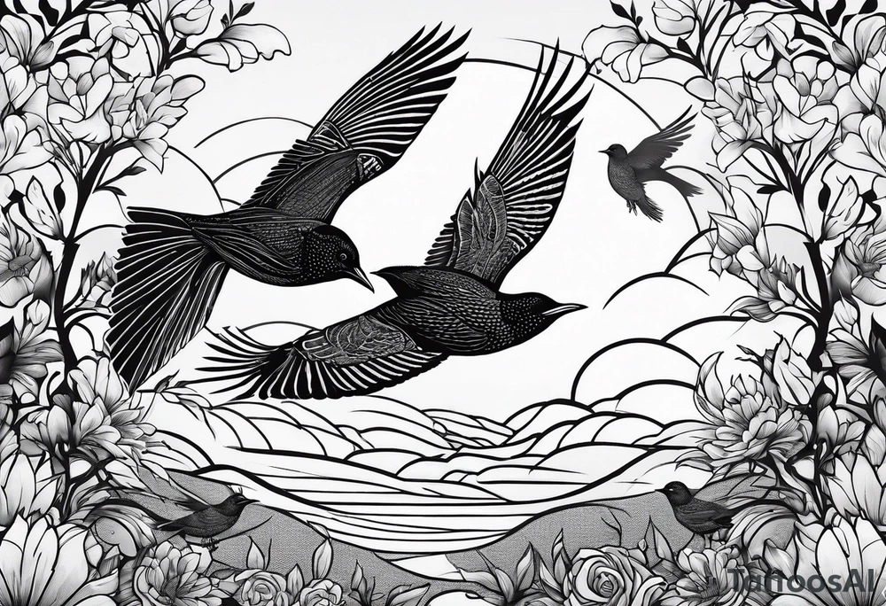 Starlings in flight tattoo idea