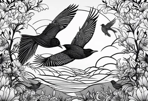 Starlings in flight tattoo idea