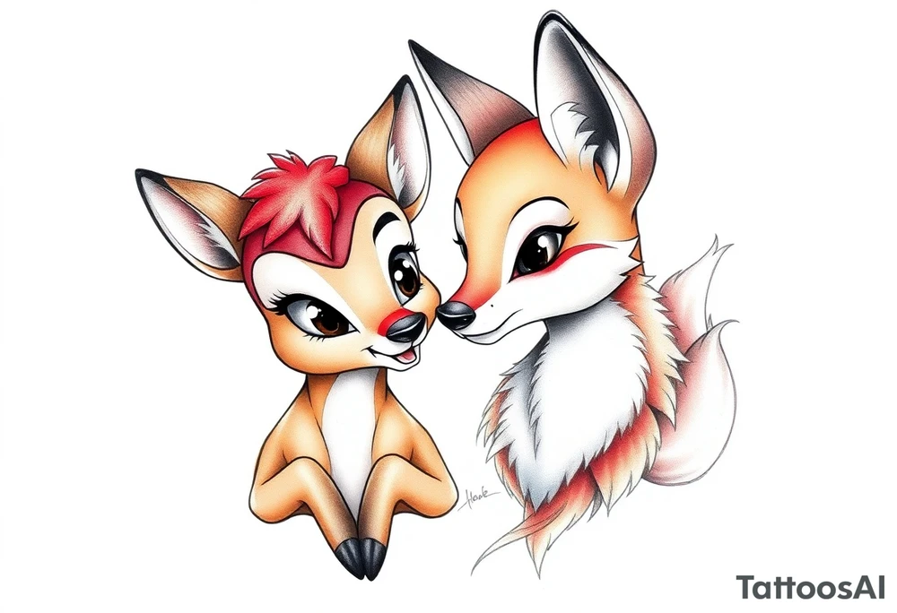 Disney bambi and disnesy fox tattoo tattoo idea