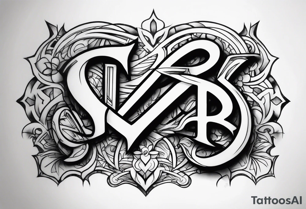 A capital graffiti R and S and T tattoo idea