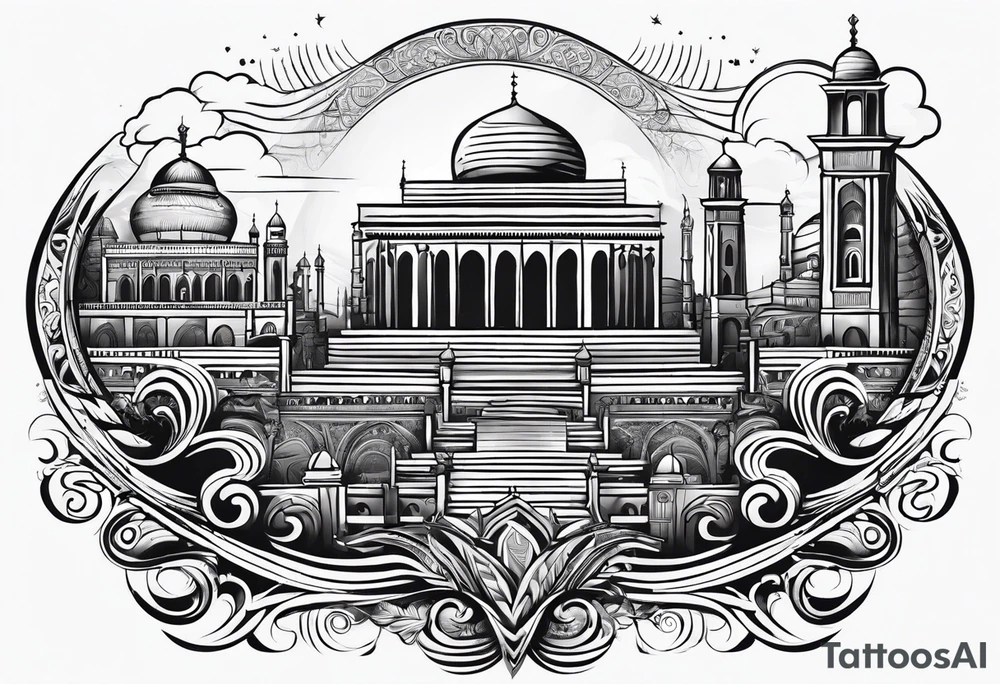 israel city vector 
swirl  vignette tattoo idea