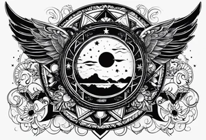 Exoteric tattoo with sun and moon tattoo idea