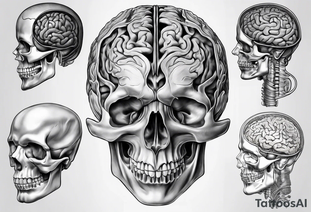 Anatomical brain in media sagittal section tattoo idea