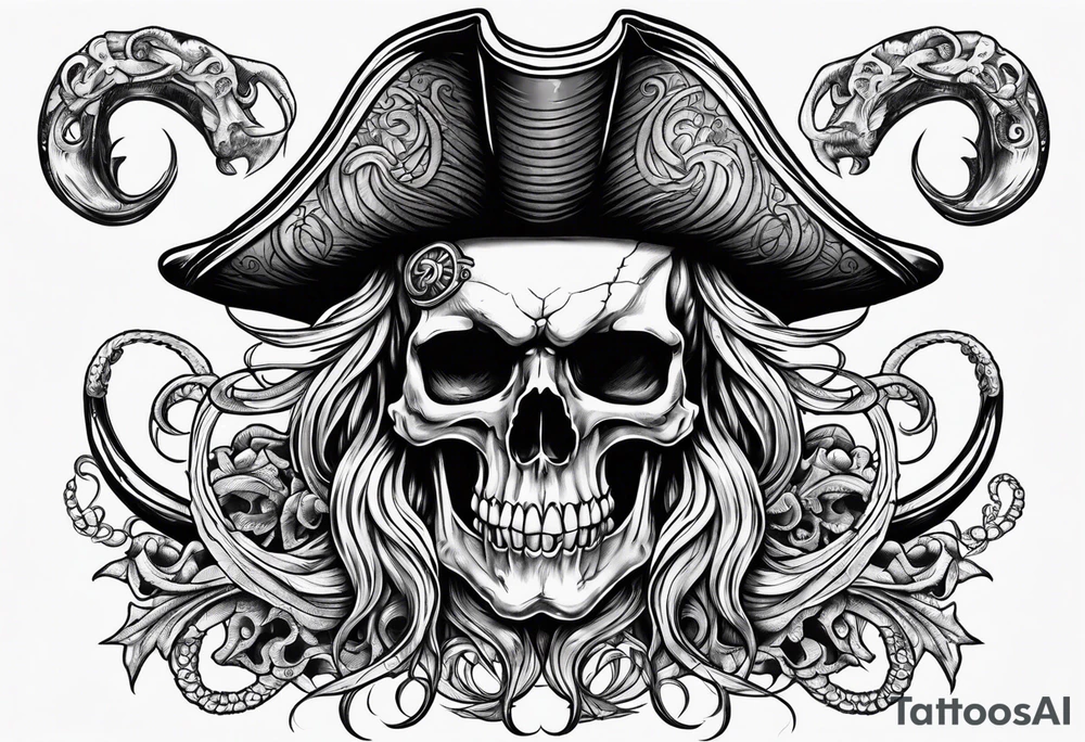 Pirate skull with tentacles tattoo idea
