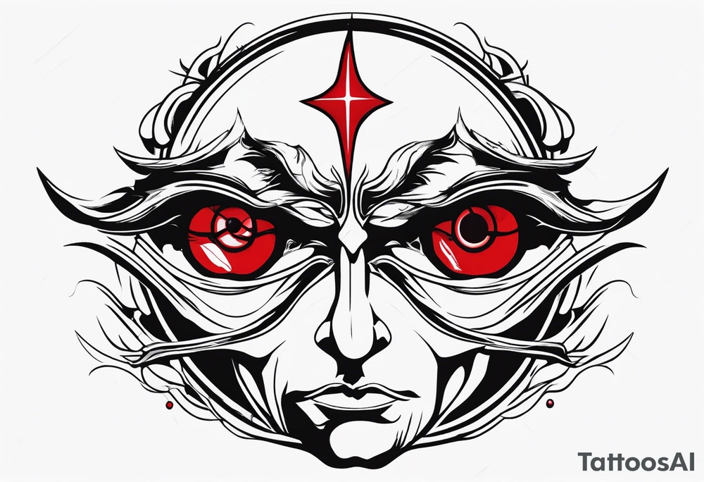 Bloody tears flow from Alucard's one
 eye in Hellsing tattoo model tattoo idea