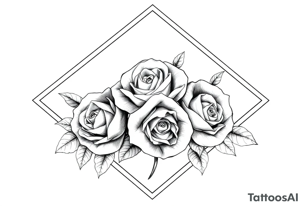 Roses inside of an elongated diamond shape tattoo idea