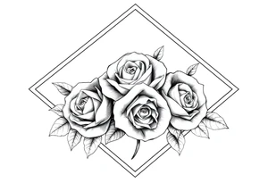 Roses inside of an elongated diamond shape tattoo idea