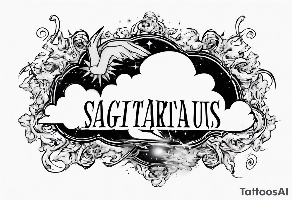 a cloud with the word sagittarius with the date 12.08.05 tattoo idea a cloud with the word sagittarius with the date 12.08.05 tattoo idea